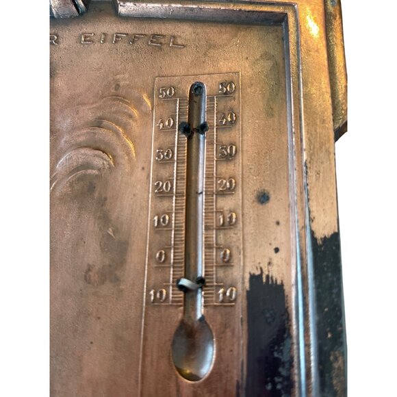 Vintage French Copper Paris Souvenir Wall Thermometer Plaque With Eiffel Tower D - Picture 7 of 7